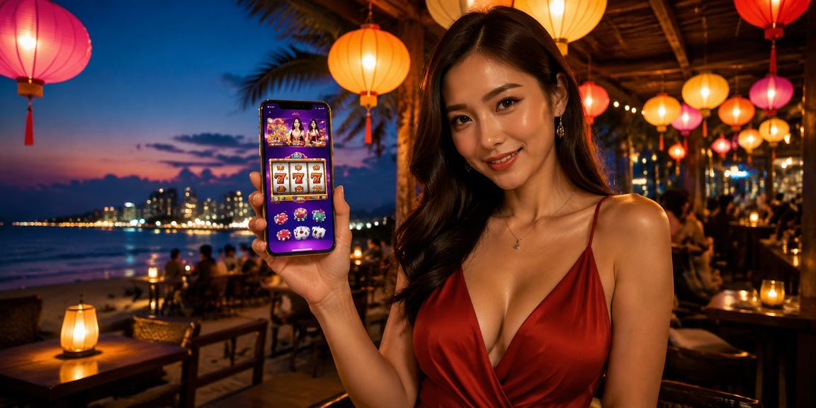 Người dùng tại Hội An truy cập nền tảng thể thao t295 trên điện thoại tại chợ đêm